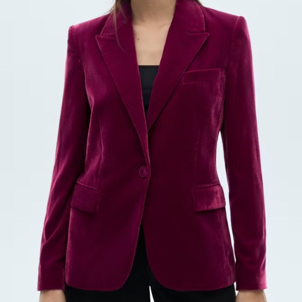 New: MNG Mango Structured Velvet Blazer. Size 6 - Picture 3 of 12